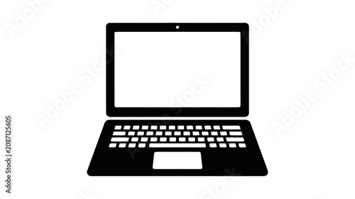 Vector illustration of black laptop icon on a transparent background