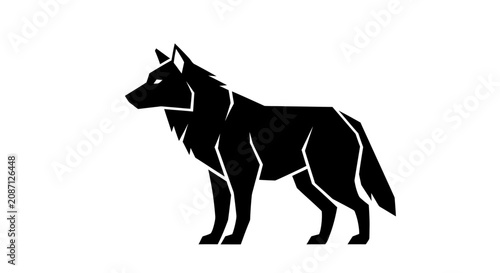 Bild auf Leinwand Geometric black wolf silhouette on white background
