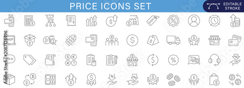 Konstfotografi Price Icons Set Containing Cost, Discount, Invoice, Payment, Shopping and More O