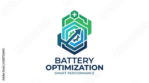 Battery Optimization Logo Concept for Smart Energy Performance Technology.