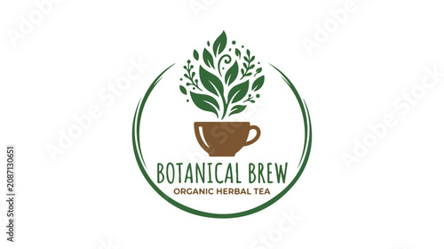 Botanical Brew organic herbal tea logo design.