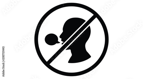 Obraz na plátně No speaking prohibition sign black silhouette against white background silhouett