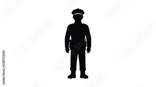 Bild auf Leinwand Police officer in uniform full body black silhouette policeman lawman constable