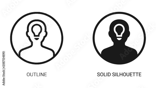 Foto Human Head Silhouette with Lightbulb: A visual representation of human intellect and innovation, featuring a head silhouette with a lightbulb illuminating inside