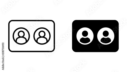 Bilde på lerret User Profile Icons: Two simple line art and solid icons represent user profiles, each enclosed in a circle within a rounded rectangle, signifying users or accounts