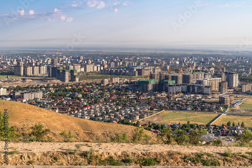 Bishkek, Kyrgyzstan - June 13, 2026: Panorama of Bishkek with new and old neighborhoods.