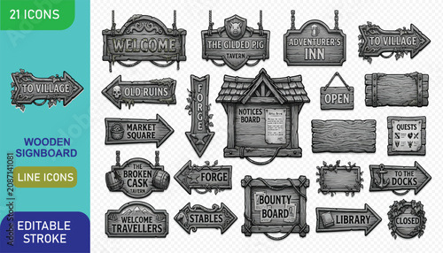 Photos Detailed fantasy wooden signpost and tavern board collection for medieval rolepl