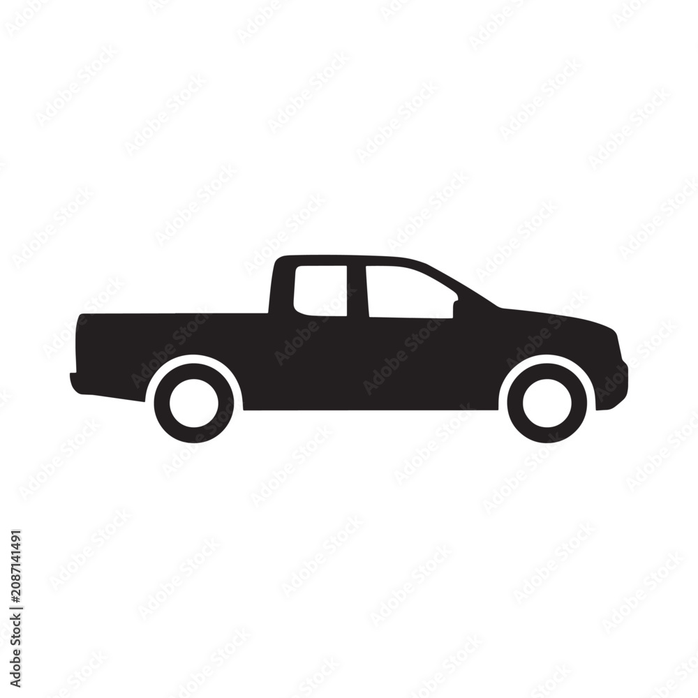 Fototapeta premium Pickup Truck Silhouette On White Background Minimalist Vehicle Shape