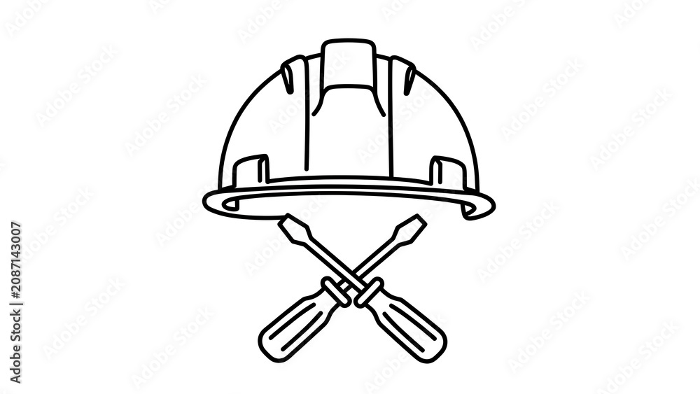 Fototapeta premium Construction safety helmet and tools on white background.