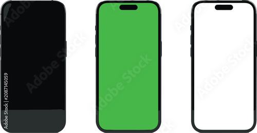 Smartphone Mockup with Green Screen, Blank Mobile Phone Template