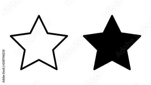 Schilderij op canvas Outline and Solid Star Symbols: Two star shapes, one an outline and the other solid black, representing concepts of creation, ideas, and contrast