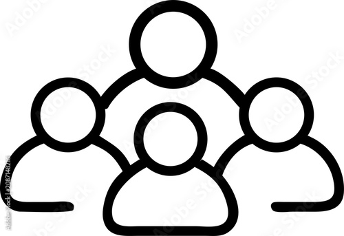 Group of people icon set, black and white, community symbol
