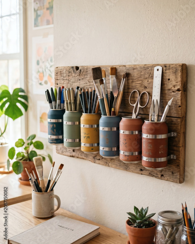 Creative Wall Organizer Using Aluminum Cans.