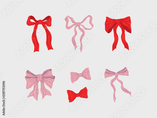 Pink Bow Ribbon Illustration Cute Decorative Ribbon Vector for Gift Fashion and Celebration Design