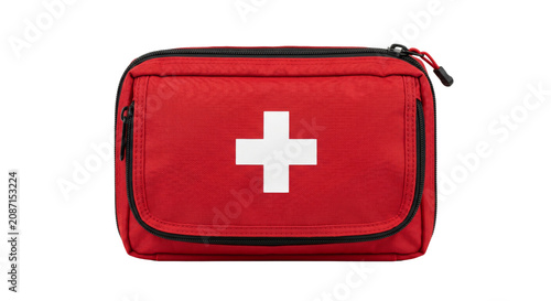 Принти на полотні Red first aid kit with white cross symbol, essential for emergencies and travel