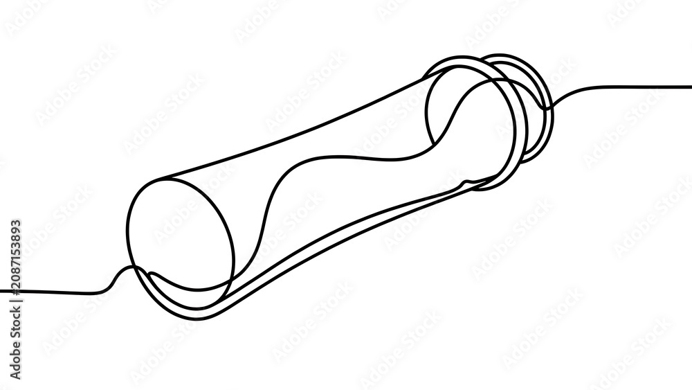 Obraz premium Minimalist line art tube with white background.