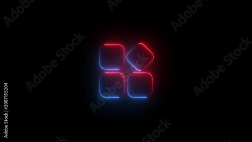 Neon glowing grid interface animation, abstract digital loading futuristic ui