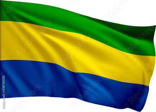 Cuadro en lienzo Gabon Flag PNG with Transparent Background, Waving National Flag of Gabon, Gabon