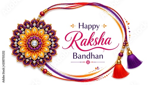Decorated rakhi for Indian festival Raksha Bandhan Greeting Card Template Design with nice illustration in a creative background,