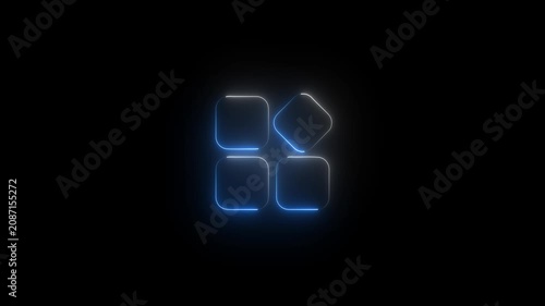 Glowing neon ui grid interface animation with pulsing blue light effects