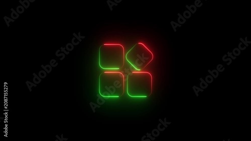 Neon glowing app grid interface animation, abstract digital ui loading modern technology hud