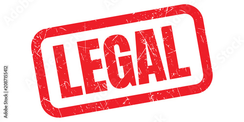 Foto Red rubber stamp vector with bold LEGAL text imprint isolated on transparent bac