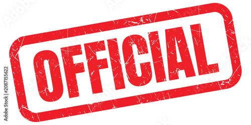 Εκτύπωση καμβά Red rubber stamp vector with bold OFFICIAL text imprint isolated on transparent