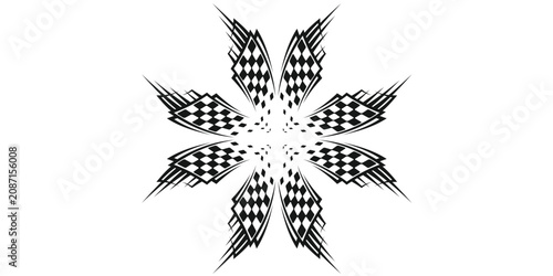Canvastavla Abstract Checkered Racing Flag Starburst Vector Design Isolated on White Backgro