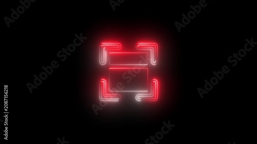 Glowing red neon focus frame ui for digital interface and hud border