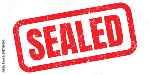 Fotografi Red rubber stamp vector with bold SEALED text imprint isolated on transparent ba