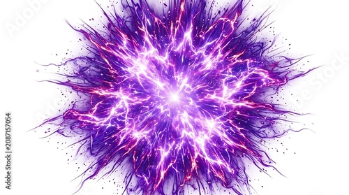 Vibrant purple electric energy explosion burst.