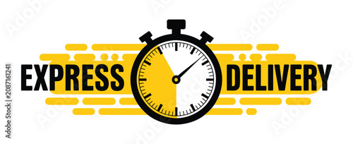 Foto Express delivery sticker collection, fast service and quick courier labels, ship