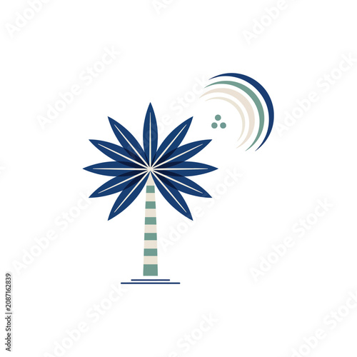 Foto Palm Tree And Wireless Signal Vector Illustration On White Background