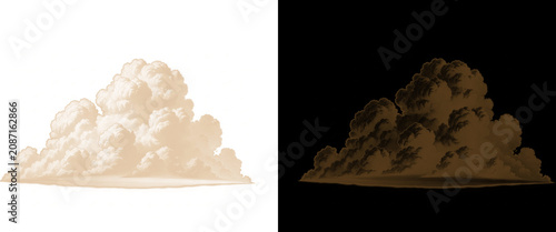 Tableau sur toile Vintage cumulus cloud illustration, antique sepia sky element, retro engraved cl