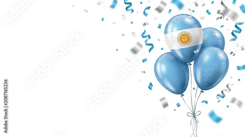 Balloons Bunch Confetti Banner Background Isolated White Background Independence Day Celebration Football National Holiday Poster 3D