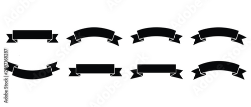 Fotografía Set of eight black silhouette ribbon banners with assorted curvatures elements d