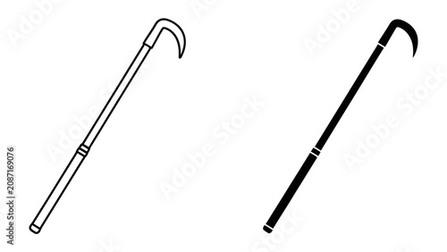 Tableau sur toile Crook and Flail Symbol: Stylized illustration of a crook and flail, symbols of authority and leadership, presented in both outline and silhouette form