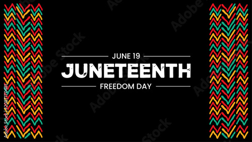 Photos Juneteenth Freedom Day Banner - June 19 Typography with Colorful African Chevron