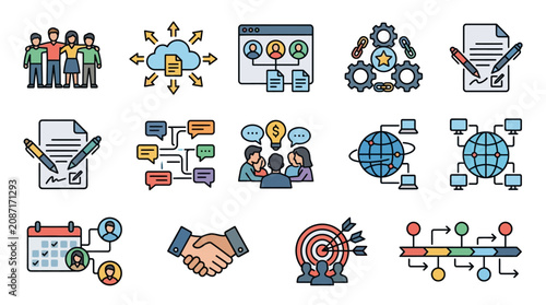 Industrial Style Showing Collaborative Workflow Cloud Sharing Project Management and Teamwork Concepts