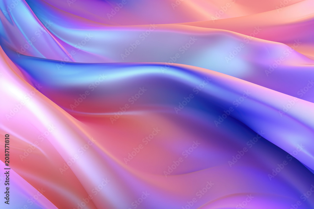 Fototapeta premium Elegant Iridescent Silk Fabric Waves in Pastel Colors