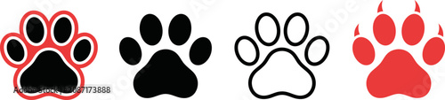 Set of paw prints from different animals, vector