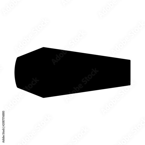 Black coffin, dark silhouette, funeral symbol, death icon isolated on White Background