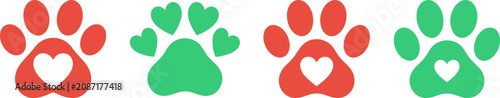 Set of paw prints in different colors vector