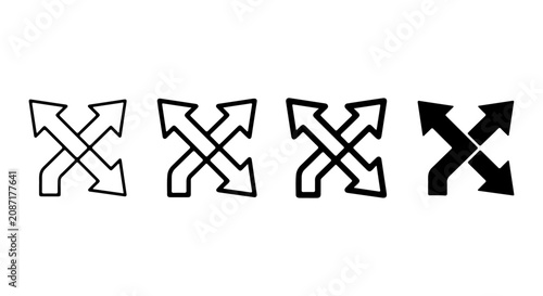 Fotografi Four Arrow Directional Icons Set, Crossroad Navigation Symbols, Choice and Decis