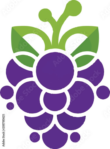 Abstract stylized graphic illustration of a cluster of grapes.