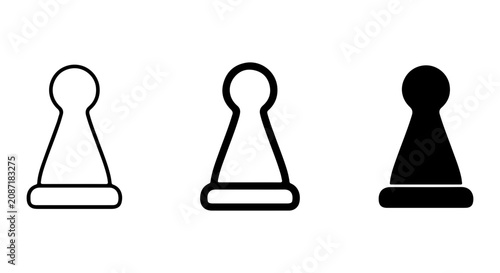 Photos Chess Pawn Icon Set, Simple Game Piece Graphics, Strategy Board Game Elements, B