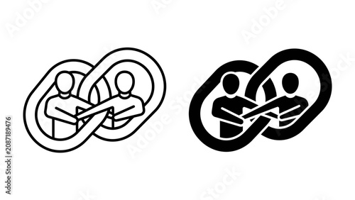 Fotografie Symbol of Partnership: Two stylized figures are intertwined in an infinity loop, representing an unbreakable bond and collaborative partnership