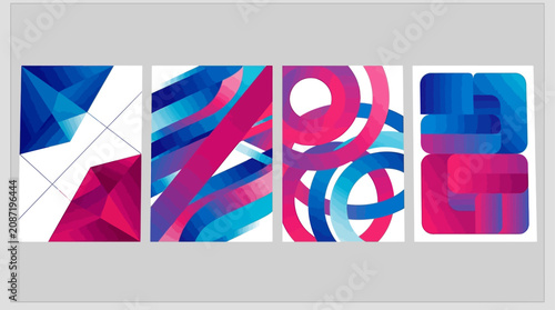 Quadro em tela Vibrant geometric patterns unfold in a colorful abstract art display