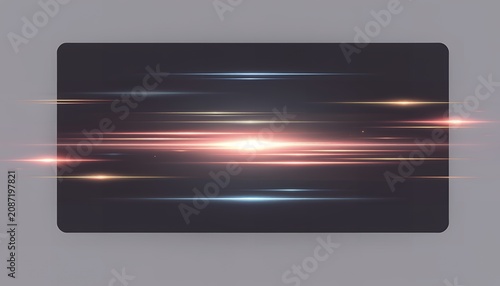 A vibrant abstract image with colorful streaks of light on a dark background and gray border