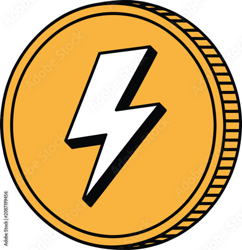 3D Glossy Yellow High Voltage Lightning Arrow Sign Icon Isolated on White Background